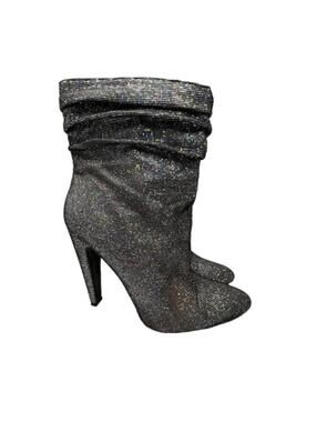 Black Glitter High Heel Slouchy Ankle Boots